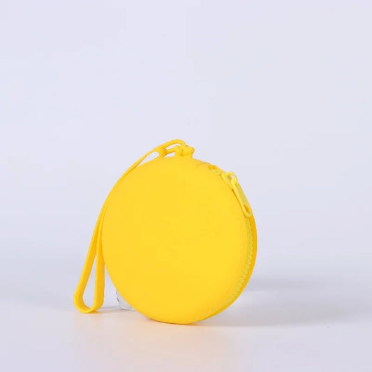 Solid Color Silicone Change Storage Bag round Pouch Portable Coin Organizer Lipstick Bag Earphone Bag Zipper Waterproof Wallet