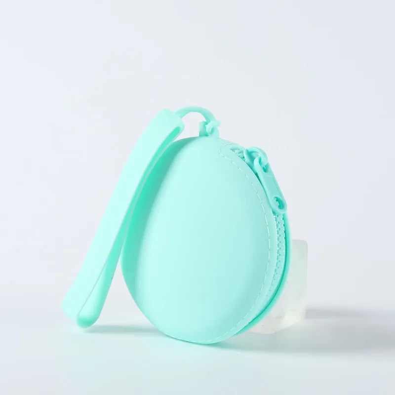 Solid Color Silicone Change Storage Bag round Pouch Portable Coin Organizer Lipstick Bag Earphone Bag Zipper Waterproof Wallet