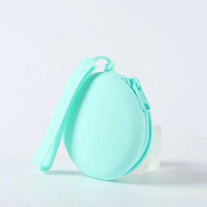 Solid Color Silicone Change Storage Bag round Pouch Portable Coin Organizer Lipstick Bag Earphone Bag Zipper Waterproof Wallet