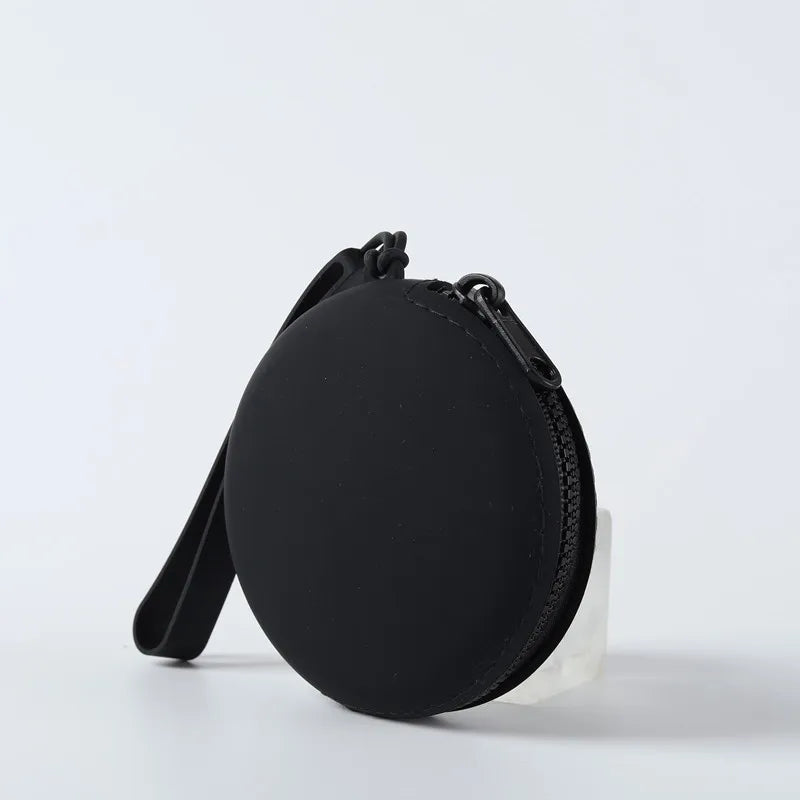 Solid Color Silicone Change Storage Bag round Pouch Portable Coin Organizer Lipstick Bag Earphone Bag Zipper Waterproof Wallet