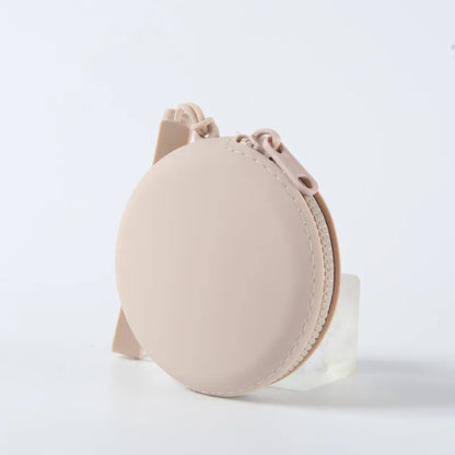 Solid Color Silicone Change Storage Bag round Pouch Portable Coin Organizer Lipstick Bag Earphone Bag Zipper Waterproof Wallet
