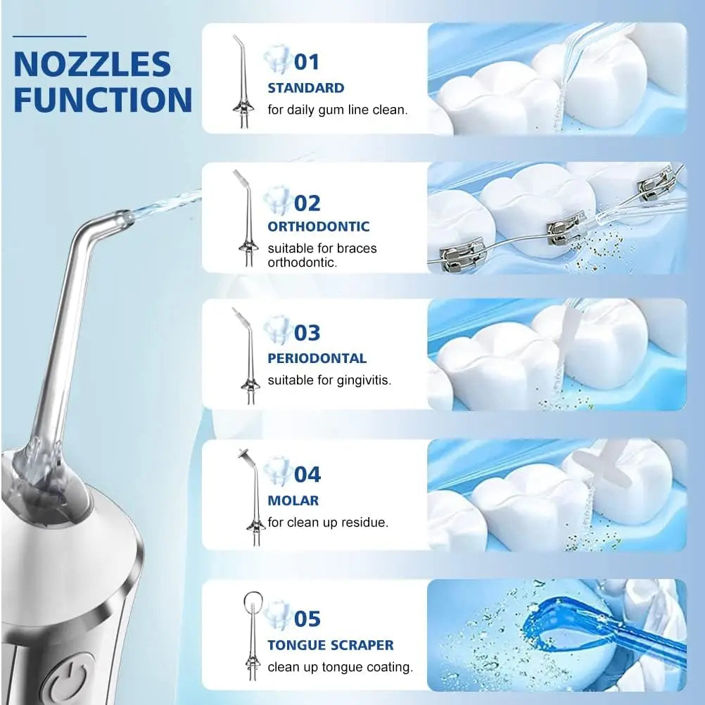 Water Flosser Teeth Picks, Cordless Portable Oral Irrigator, Powerful and Rechargeable Water Flosser for Teeth, Brace Care