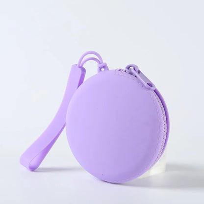 Solid Color Silicone Change Storage Bag round Pouch Portable Coin Organizer Lipstick Bag Earphone Bag Zipper Waterproof Wallet