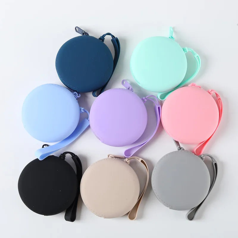 Solid Color Silicone Change Storage Bag round Pouch Portable Coin Organizer Lipstick Bag Earphone Bag Zipper Waterproof Wallet