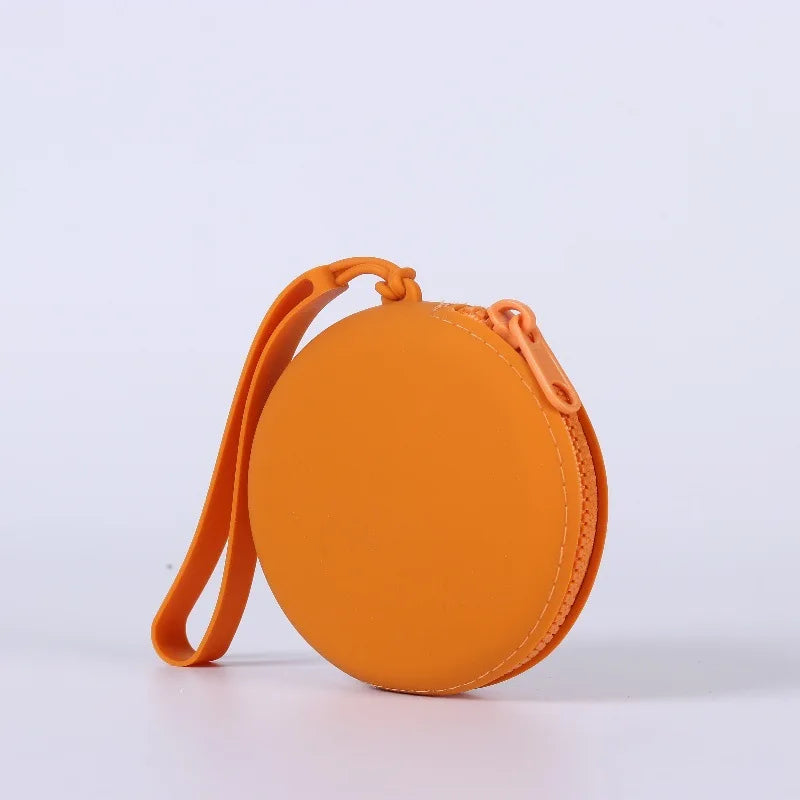 Solid Color Silicone Change Storage Bag round Pouch Portable Coin Organizer Lipstick Bag Earphone Bag Zipper Waterproof Wallet