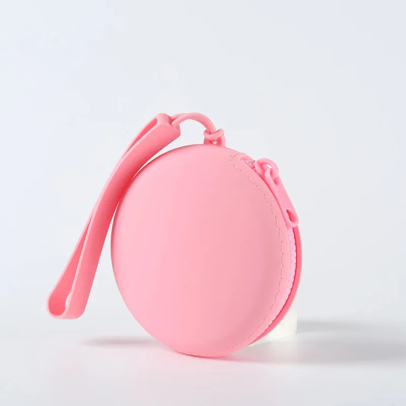 Solid Color Silicone Change Storage Bag round Pouch Portable Coin Organizer Lipstick Bag Earphone Bag Zipper Waterproof Wallet
