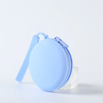 Solid Color Silicone Change Storage Bag round Pouch Portable Coin Organizer Lipstick Bag Earphone Bag Zipper Waterproof Wallet