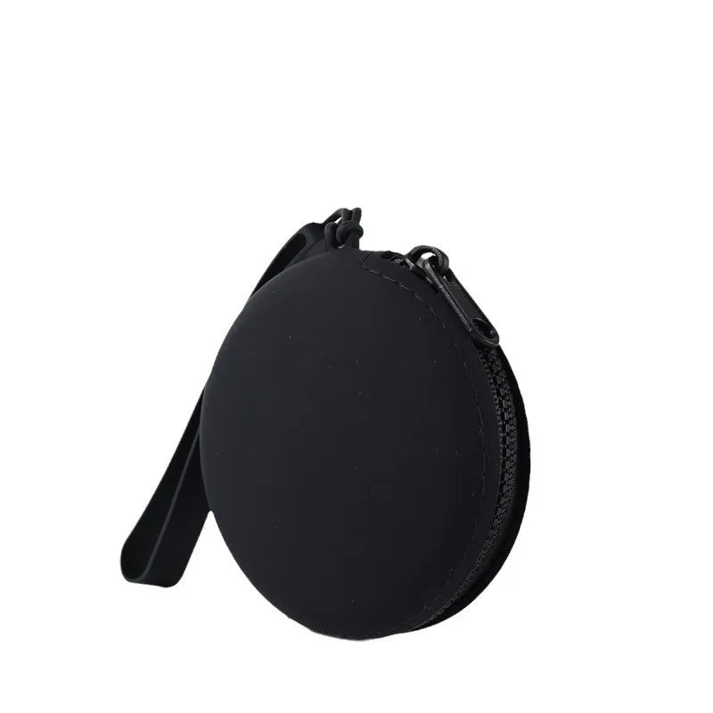 Solid Color Silicone Change Storage Bag round Pouch Portable Coin Organizer Lipstick Bag Earphone Bag Zipper Waterproof Wallet