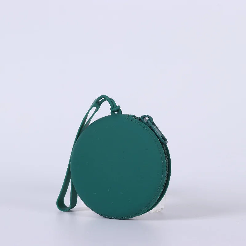 Solid Color Silicone Change Storage Bag round Pouch Portable Coin Organizer Lipstick Bag Earphone Bag Zipper Waterproof Wallet